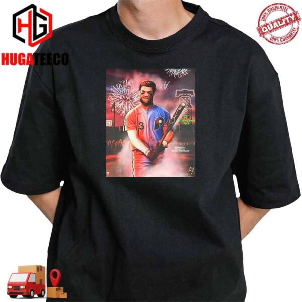 3 Weeks Until Opening Day Fanatics Exclusive X Bryce Harper Painted By Spector Art T-Shirt