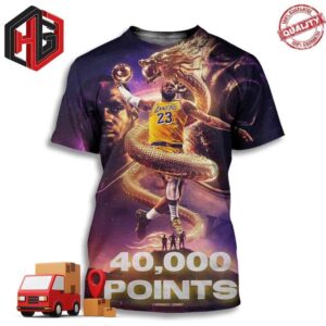 40000 Career Points For LeBron James Los Angeles Lakers NBA 3D T-Shirt