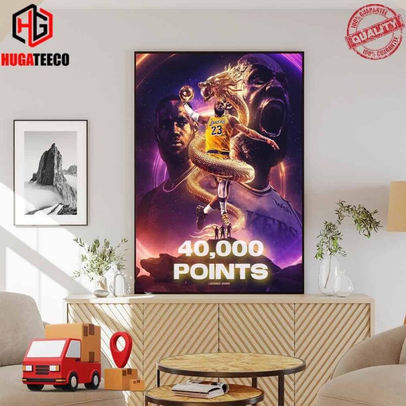 40000 Career Points For LeBron James Los Angeles Lakers NBA Home Decor Poster Canvas