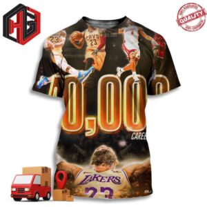 40000 Career Points For The King  LeBron James Los Angeles Lakers NBA 3D T-Shirt