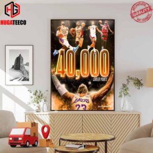 40000 Career Points For The King  LeBron James Los Angeles Lakers NBA Home Decor Poster Canvas