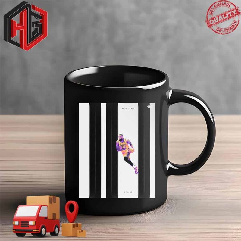 9 To Go Road To 40K Road To King 40K Points For LeBron James Los Angeles Lakers NBA Ceramic Fan Gifts Mug