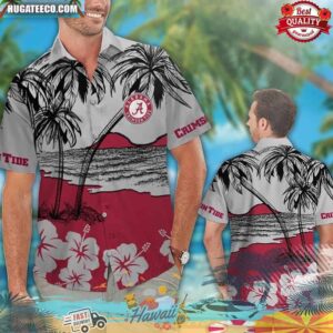 Alabama Crimson Tide Hibiscus Hawaiian Shirt Beach Short