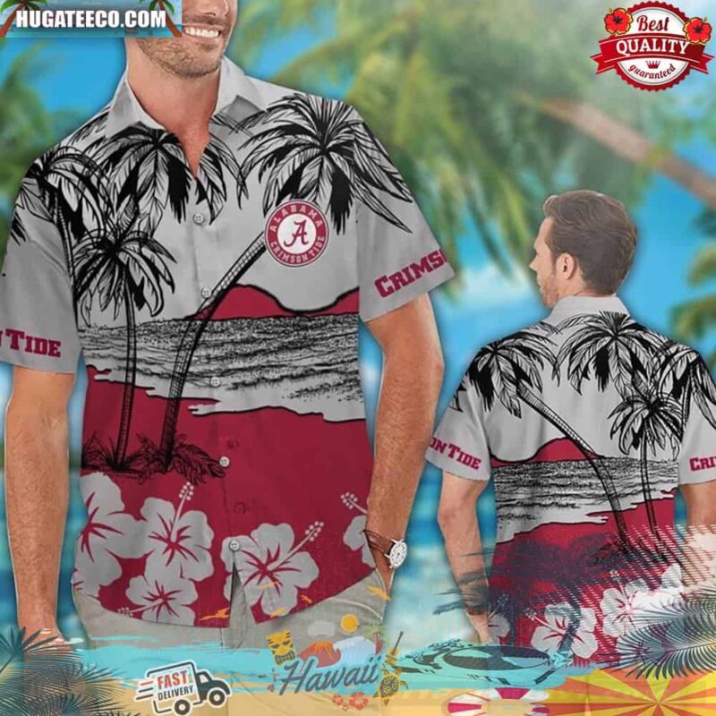 Alabama Crimson Tide Hibiscus Hawaiian Shirt Beach Short