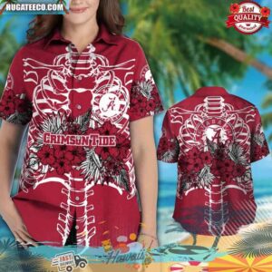 Alabama Crimson Tide Skeleton Tropical Hawaiian Shirt