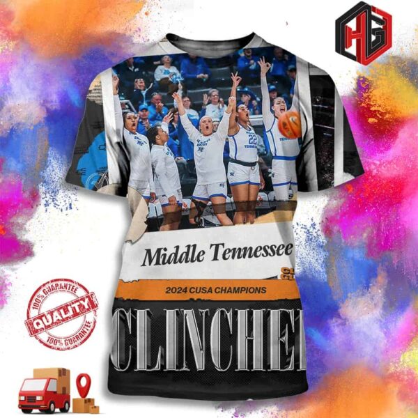 Back-to-Back Champs Middle Tennessee Blue Raiders Are Punching Their Ticket For The Second Year In A Row 2024 Cusa Champions NCAA March Madness Merchandise 3D T-Shirt