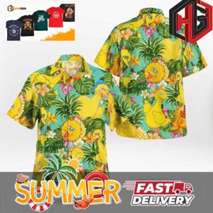 Big Bird Muppets Tropical Summer Hawaiian Shirt And Beach Short