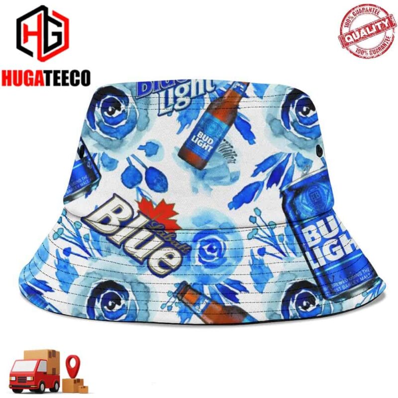 Blue Tropical Bud Light Beers Summer Headwear Bucket Hat Cap For Family