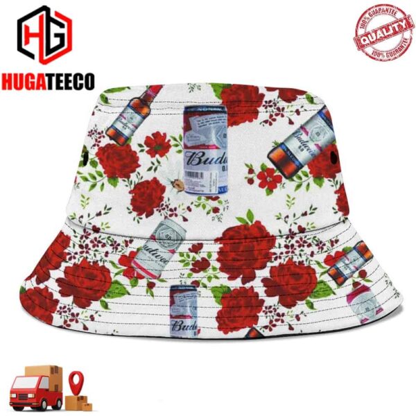 Budweiser X Roses Logo Beer Summer Headwear Bucket Hat Cap For Family