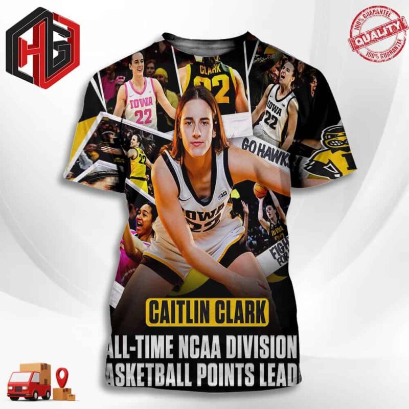 Caitlin Clark Is The Most Prolific Scorer In NCAA Division I Basketball History 3D T-Shirt