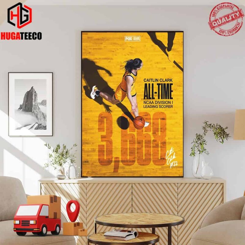 Caitlin Clark Number 22 Is The All-Time Leading Scorer In NCAA Division I History Poster Canvas
