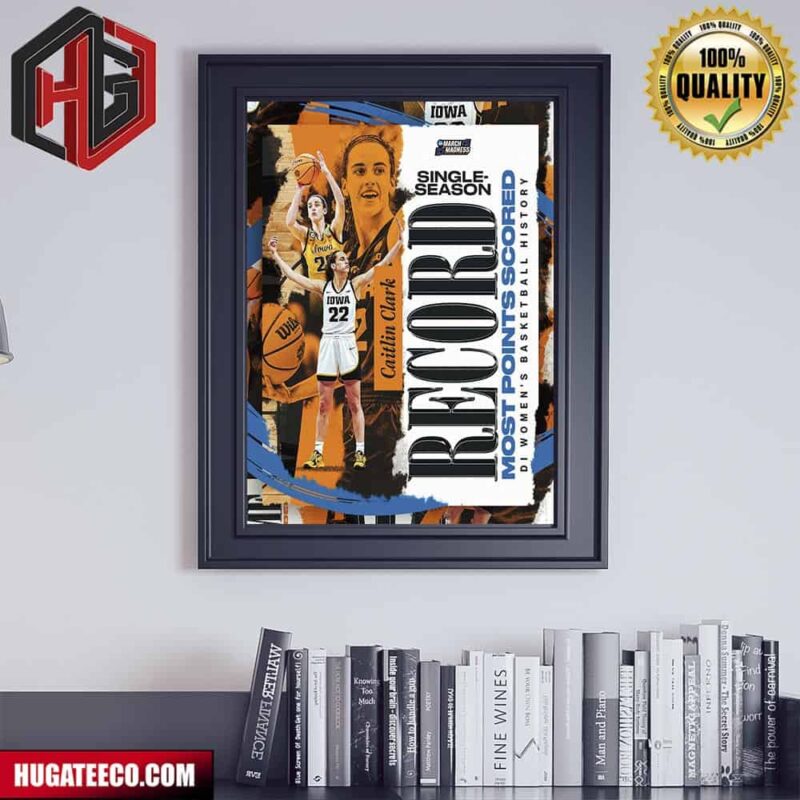 Caitlin Clark Iowa Hawkeyes Sets A Single-Season Record For The Most Points Scored In DI Women’s Basketball History Poster Canvas