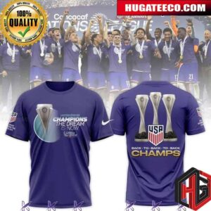 Celebrate Three-peat Victory With US Soccer Champions The Dream Is Now Concacaf Nations League USMNT Back-to-Back-to-Back All Over Print T-Shirt
