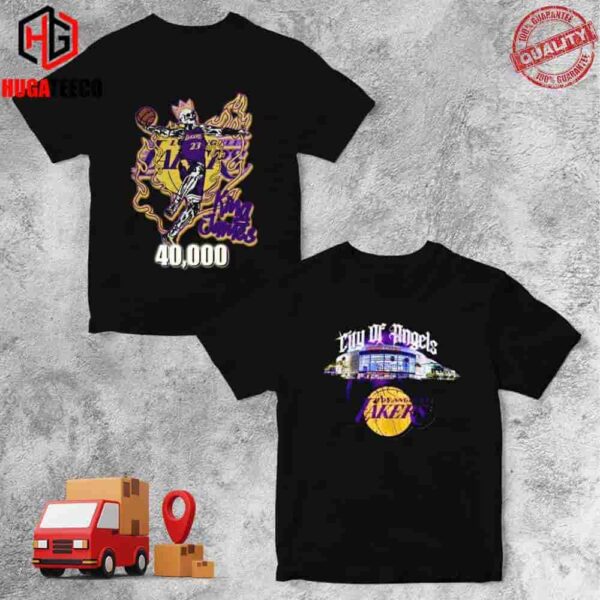 City Of Angels Los Angeles Lakers King Skull James Congratulations LeBron James Reach 40K Career Points T-Shirt