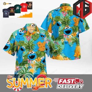Cookie Monster Muppets Summer Hawaiian Shirt And Beach Short