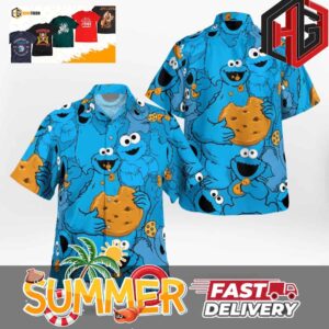 Cookie Monster Muppets Tropical Summer Hawaiian Shirt And Beach Short