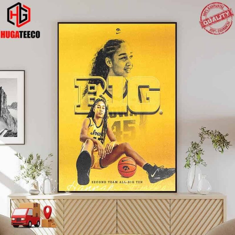 Hannah Stuelke x Iowa Hawkeyes Second Team All-Big Ten Women’s Basketball Home Decor Poster Canvas