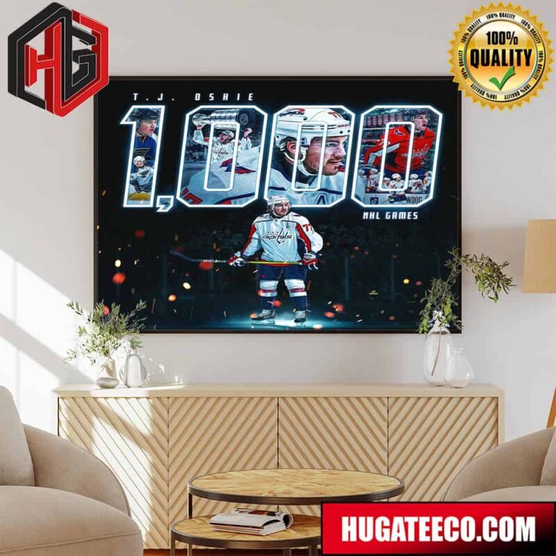 Honor T J Oshie 1000 Games Matches Washington Capitals TJ1k Poster Canvas