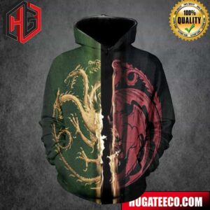 House Of The Dragon 2 All Must Choose Logo Team Green And Team Black All Over Print Hoodie T-Shirt