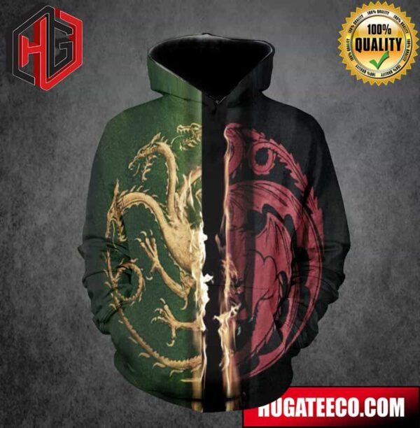 House Of The Dragon 2 All Must Choose Logo Team Green And Team Black All Over Print Hoodie T-Shirt