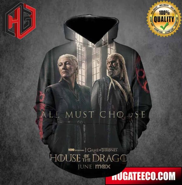 House Of The Dragon Princess Rhaenys Targaryen And Lord Corlys Velaryon Team Black All Most Choice Game Of Thrones On HBO Original All Over Print Unisex Hoodie T-Shirt