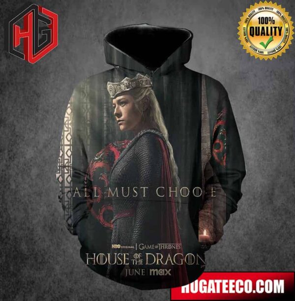 House Of The Dragon Queen Rhaenyra Targaryen Team Black All Most Choice Game Of Thrones On HBO Original All Over Print Unisex Hooide T-Shirt