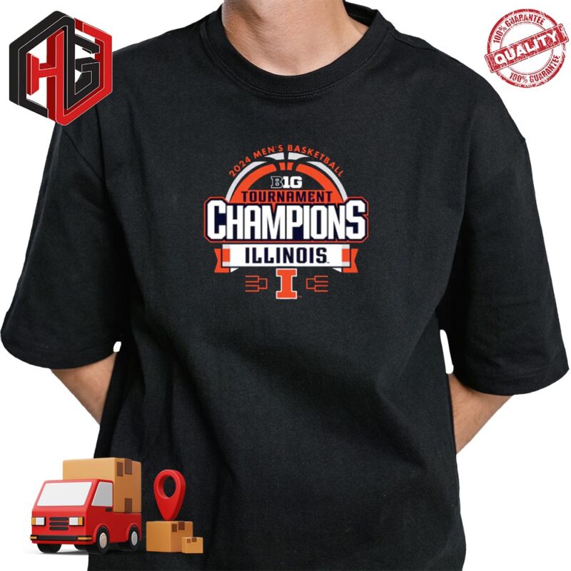 Illinois Fighting Illini 2024 Big Ten Men’s Basketball Conference Tournament Champions Unisex Merchandise T-Shirt