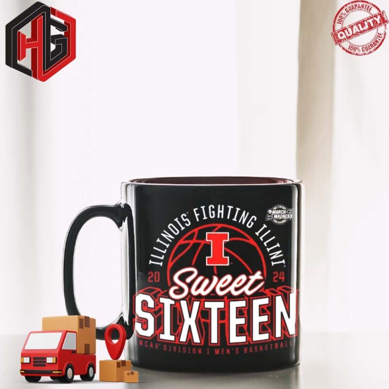 Illinois Fighting Illini 2024 NCAA Men’s Basketball Tournament March Madness Sweet Sixteen Defensive Stance Ceramic Mug Merchandise T-Shirt Hoodie Poster