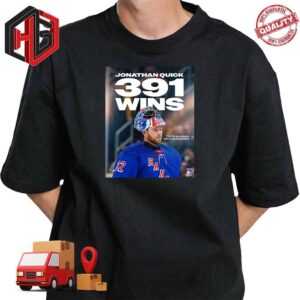 Jonathan Quick New York Rangers Reaches 391 Wins Tied For Most Among American-born Goalies T-Shirt