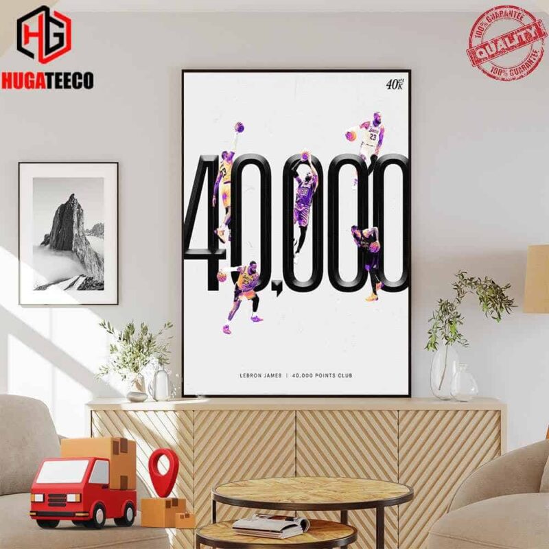 LeBron James Founding Member Of The 40K Points Club Los Angeles Lakers NBA Home Decor Poster