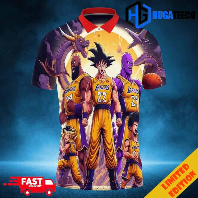 Los Angeles Lakers Lebron James Dragon Ball Goku Form Akira Toriyama All Over Print Polo Shirt