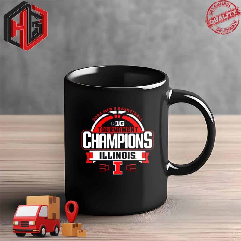 Men’s Blue 84 Navy Illinois Fighting Illini 2024 Big Ten Men’s Basketball Conference Tournament Champions Locker Room T-Shirt Ceramic Mug