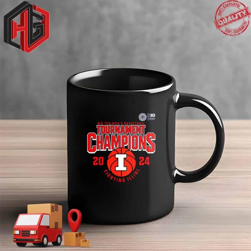 Men’s Fanatics Branded Navy Illinois Fighting Illini 2024 Big Ten Men’s Basketball Conference Tournament Champions T-Shirt Ceramic Mug