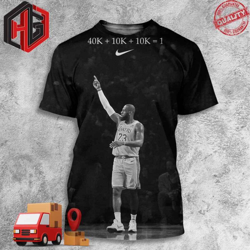 Number Don’t Lie King LeBron James Los Angels Lakers Has Rewritten History 40K Points 10K Assists 10K Rebounds Congratulations 40K Career Points Poster Nike Logo 3D T-Shirt Fan Gifts