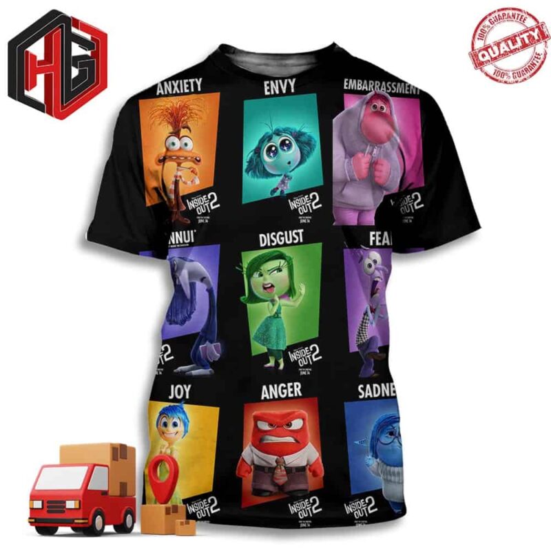 Official New Character Poster For Pixar’s Inside Out 2 3D T-Shirt