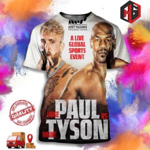 Official Poster For Alive Global Sport Event Jake Paul Vs Mike Tyson Live On Netflix Sat July 20 3D T-Shirt
