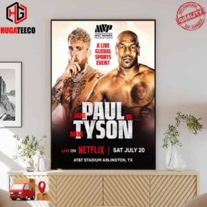 Official Poster For Alive Global Sport Event Jake Paul Vs Mike Tyson Live On Netflix Sat July 20 Poster Canvas