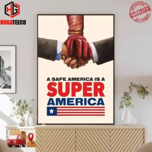 Official Poster For Homelander The Boys  A Safe America Is Super America Home Decor Poster Canvas