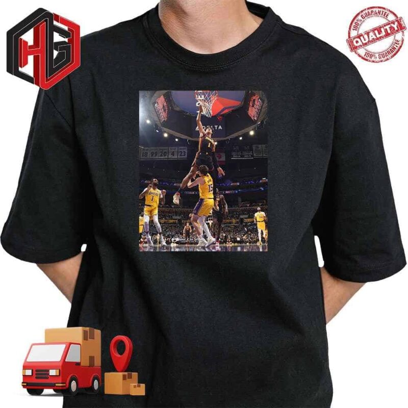 On This Poster Jalen Johnson Atlanta Hawks Almost Leaped Over Austin Reaves T-Shirt