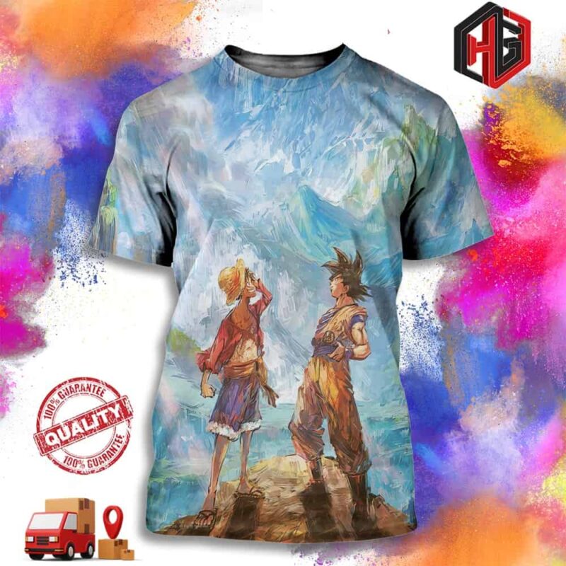 One Piece Monkey D Luffy X Dragon Ball Son Goku Tribute To Toriyama Akira 3D T-Shirt