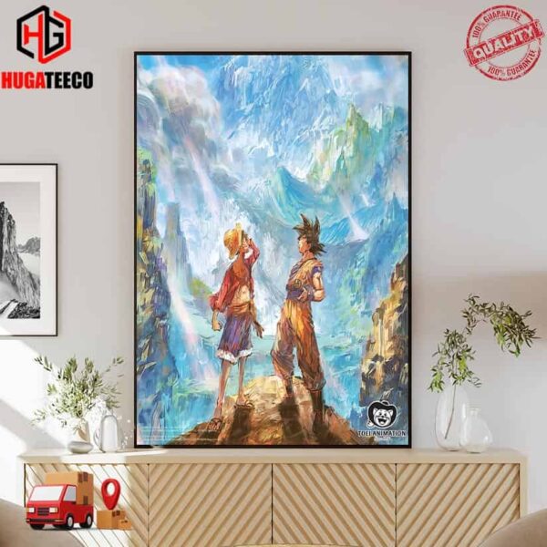 One Piece Monkey D Luffy X Dragon Ball Son Goku Tribute To Toriyama Akira Poster Canvas