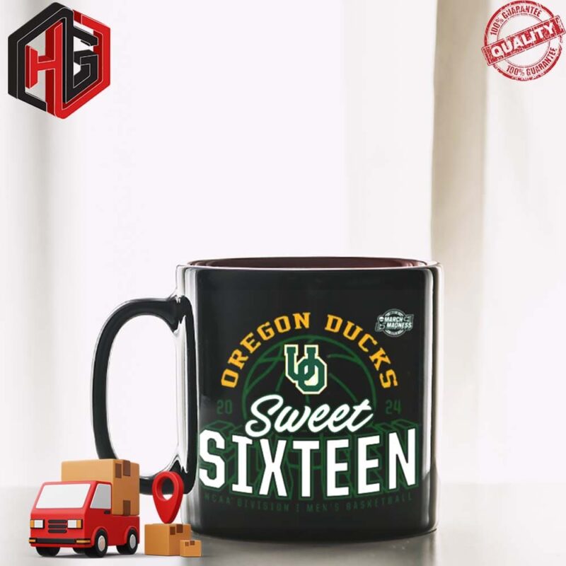 Oregon Ducks 2024 NCAA Men’s Basketball Tournament March Madness Sweet Sixteen Defensive Stance Ceramic Mug Merchandise T-Shirt Hoodie Poster