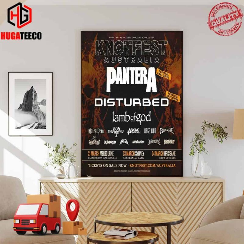 Pantera Music Art And Culture Collide Down Under Knotfest Australia Disturbed Lamb Of God 21 March Melbourne 23 MarchSydney 24 March Brisbane Poster Canvas