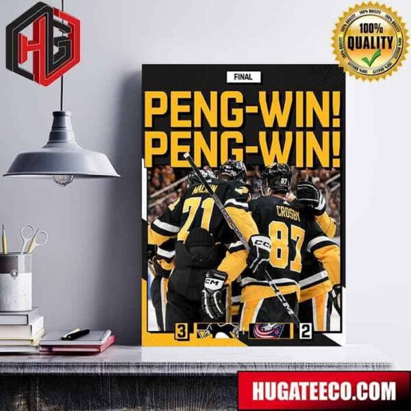 Pittsburgh Penguins Victory At Ppg Paints Arena NHL Poster Canvas