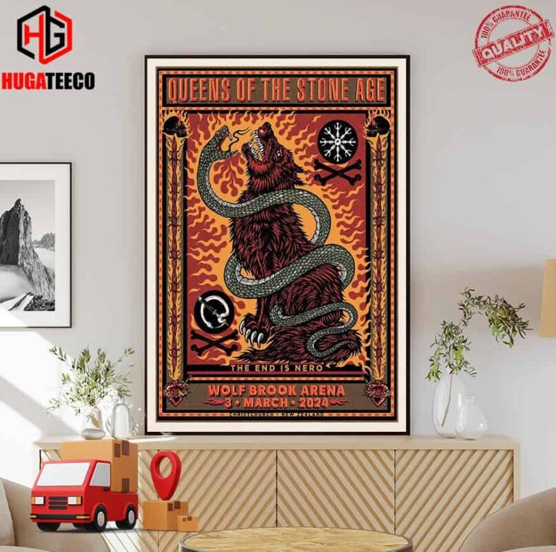 Queens Of The Stone Age The End Is Nero Wolf Brook Arena March 3rd 2024 Poster Canvas