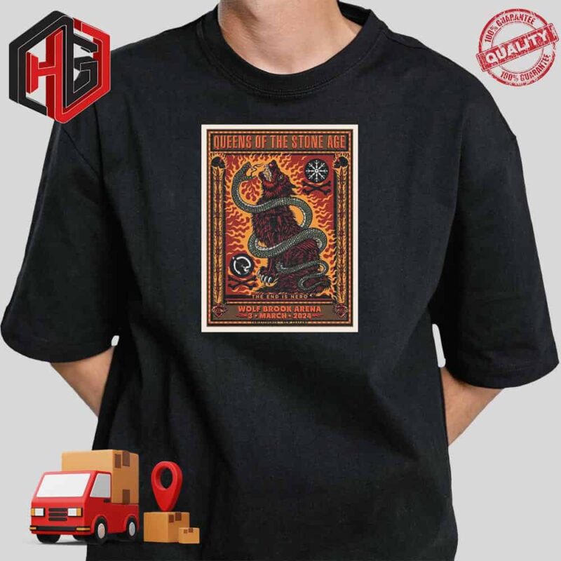 Queens Of The Stone Age The End Is Nero Wolf Brook Arena March 3rd 2024 T-Shirt