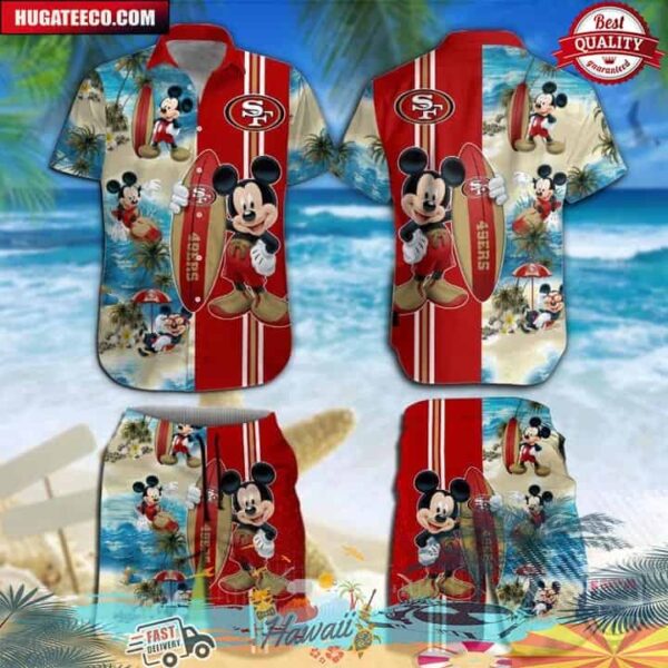 San Francisco 49ers Mickey Mouse Hawaiian Shirt Beach Short