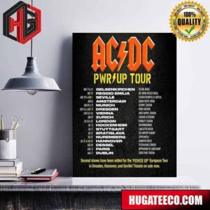 Schedules List For ACDC Power Up Tour With The Pretty Reckless Poster Canvas