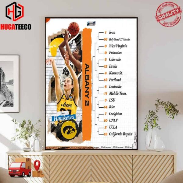 The Albany 2 Region NCAA March Madness Tournament Table NCAA March Madness Poster Canvas