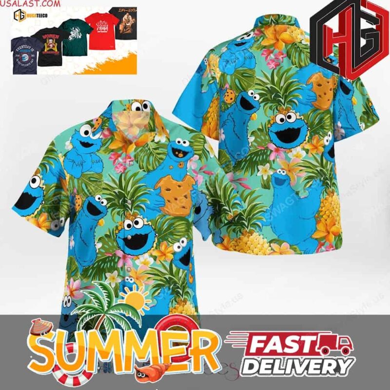 The Muppet Show Cookie Monster Summer Hawaiian Shirt And Beach Short